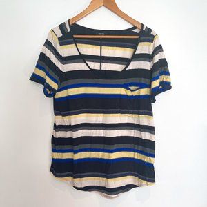 Aritzia Babaton Women Cotton Modal Multicolor Striped Pullover T Shirt Size L